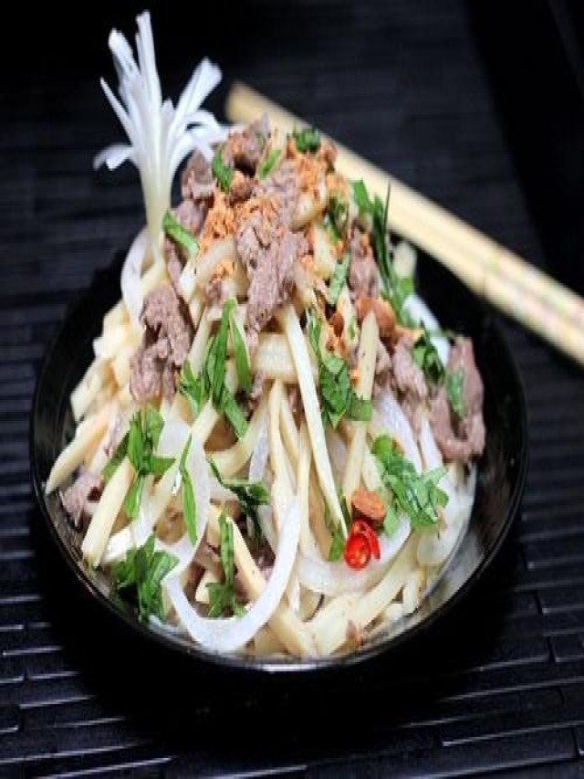 Nộm măng tươi trộn thịt bò