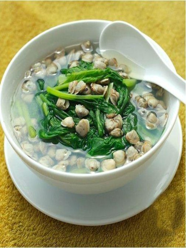 Thanh ngon món canh cải ngọt nấu hến